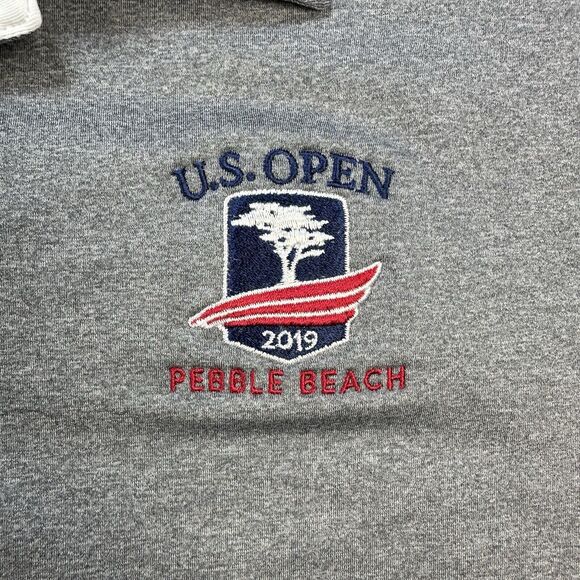 Adidas Pebble Beach Shirt Men Large Gray Golf Polo 2019 US Open Embroidered - Picture 3 of 13